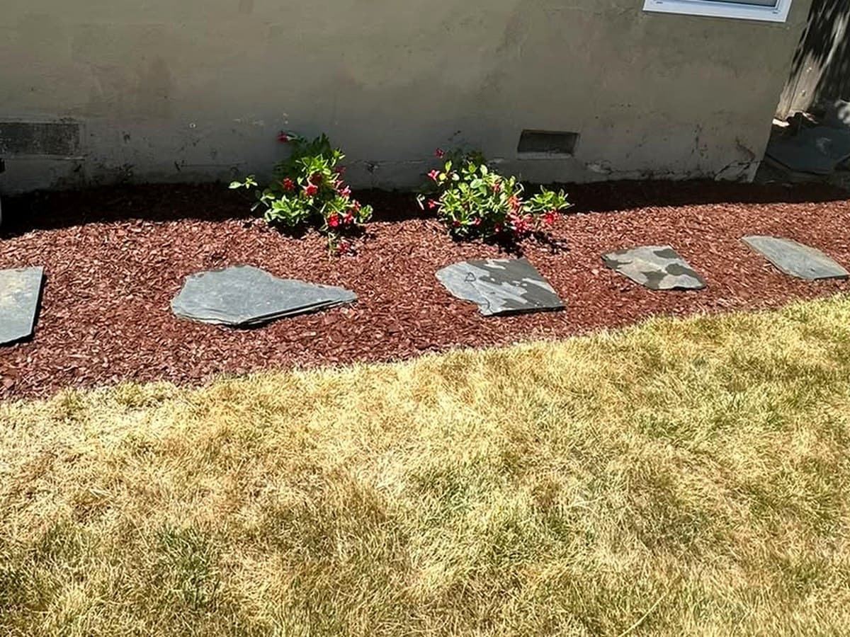 Mulch, Stone, And Plantings